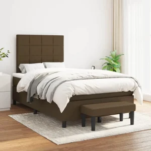 Boxspring met matras 120x200 cm donkerbruin stof