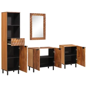 Badkamerset massief mango hout acacia bruin met lade