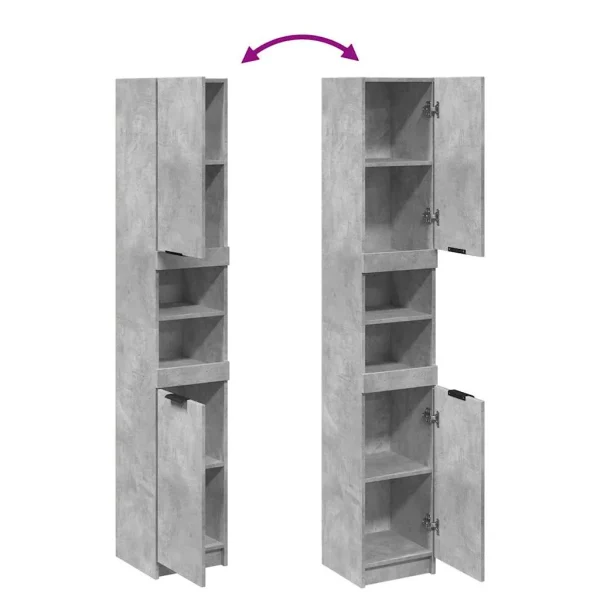 Badkamerkast 32x34x188,5 cm betongrijs bewerkt hout