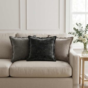 Kussensloop 12 st antraciet 40x40 cm chenille polyester