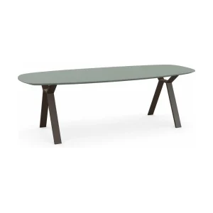HelloTable Mova eettafel Semi ovaal 220x100 cm Fenix verde kitami - staal Anodic brown